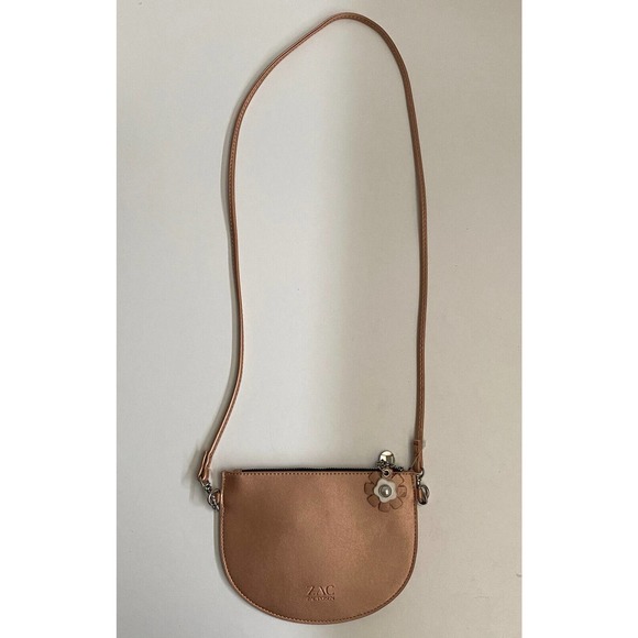 NWOT ZAC POSEN Celia Rose Gold Crossbody Bag Top Zip Flower Zipper Pull - Picture 5 of 6